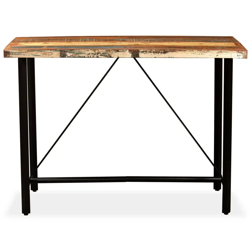 Bar Set 7 Pieces Solid Wood Reclaimed and Genuine Leather Price