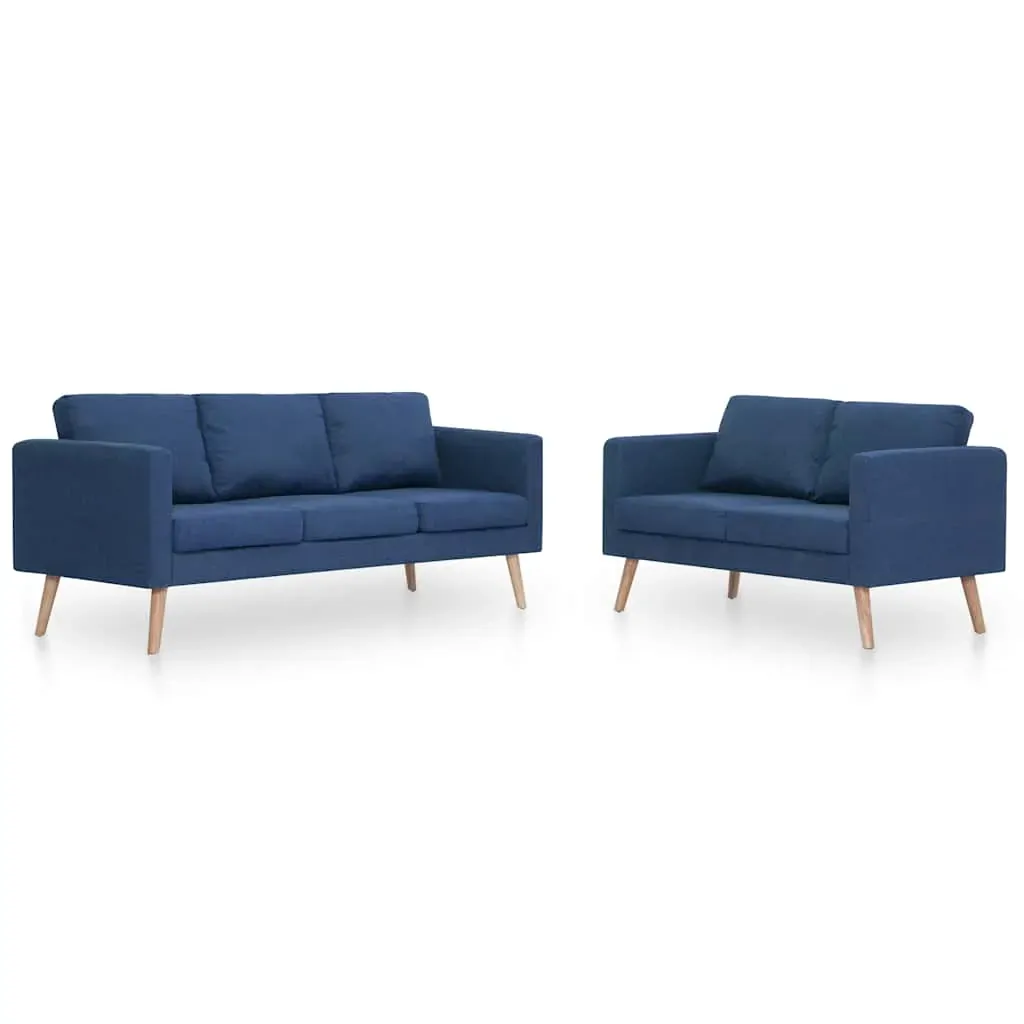 2 Piece Sofa Set Fabric Blue Price