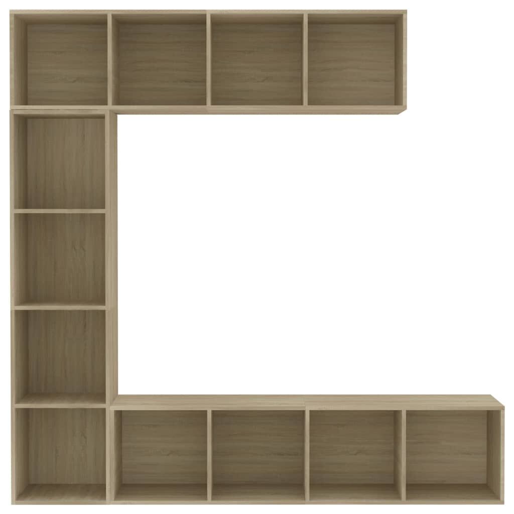 3 Piece Book/TV Cabinet Set Sonoma Oak 180x30x180 cm Price