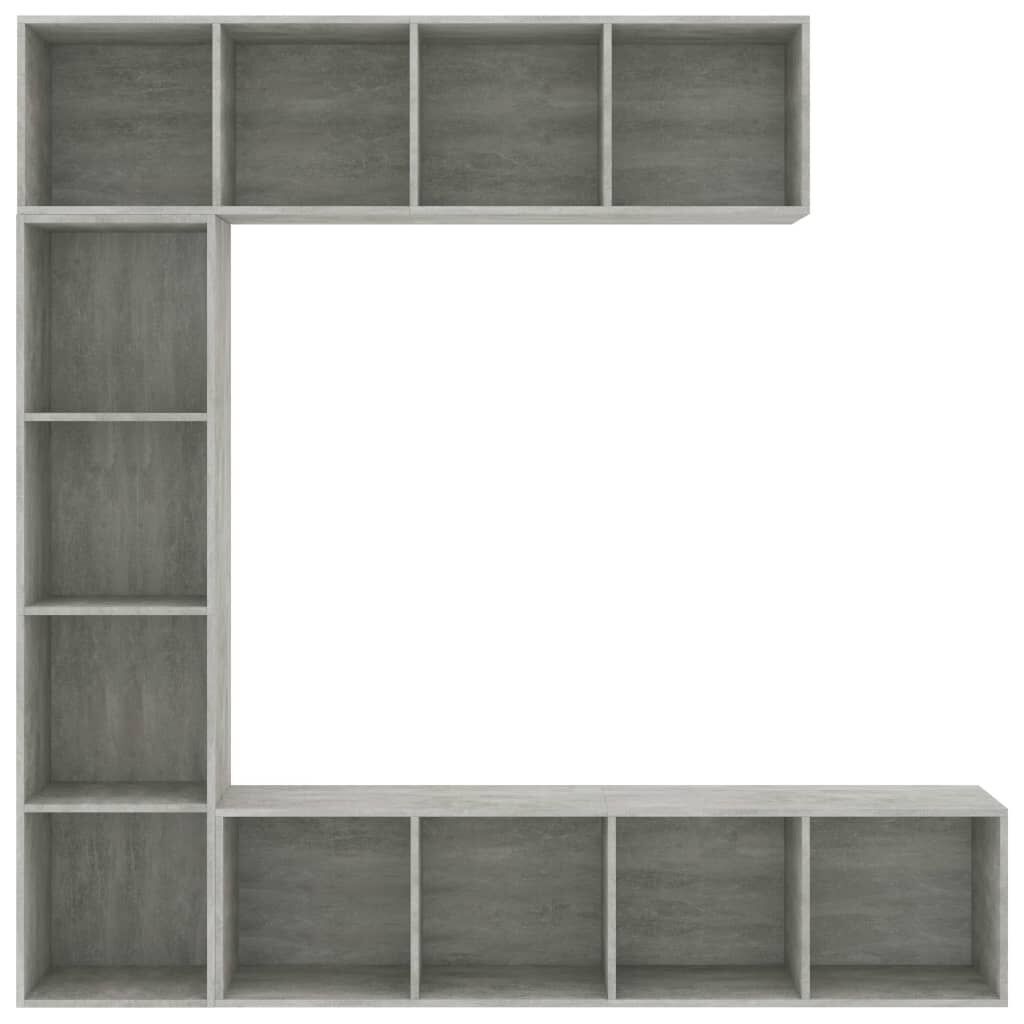3 Piece Book/TV Cabinet Set Concrete Grey 180x30x180 cm Price