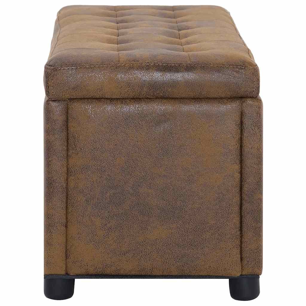 Storage Ottoman 87.5 cm Brown Faux Suede Leather Price