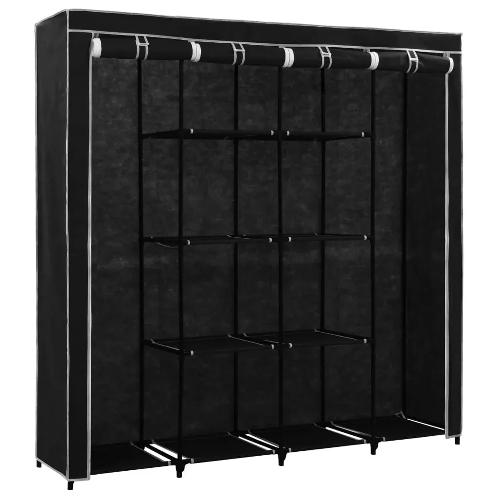 Wardrobe with 4 Compartments Black 175x45x170 cm Price