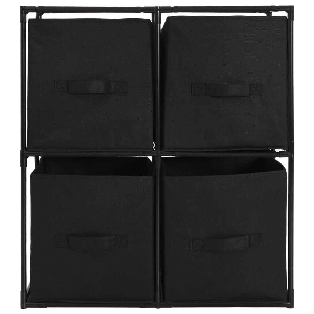 Storage Cabinet with 4 Fabric Baskets Black 63x30x71 cm Steel Price