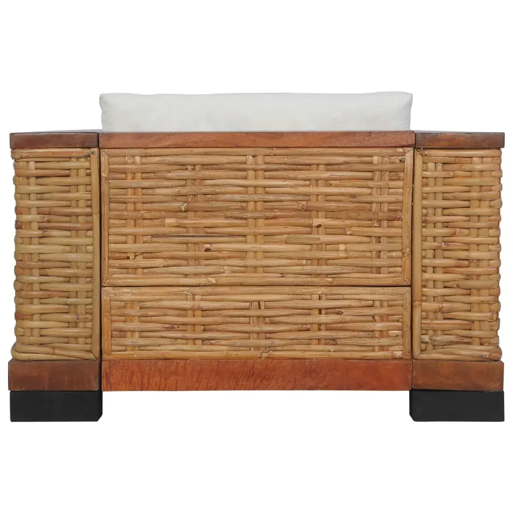 Armchair with Cushions Brown Natural Rattan Price