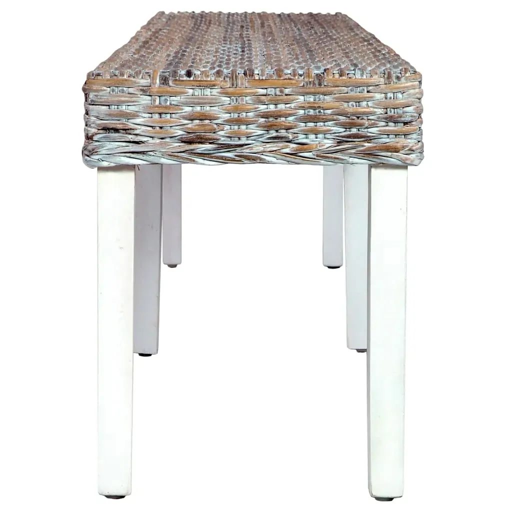 Bench 160 cm White Natural Kubu Rattan and Solid Mango Wood Price