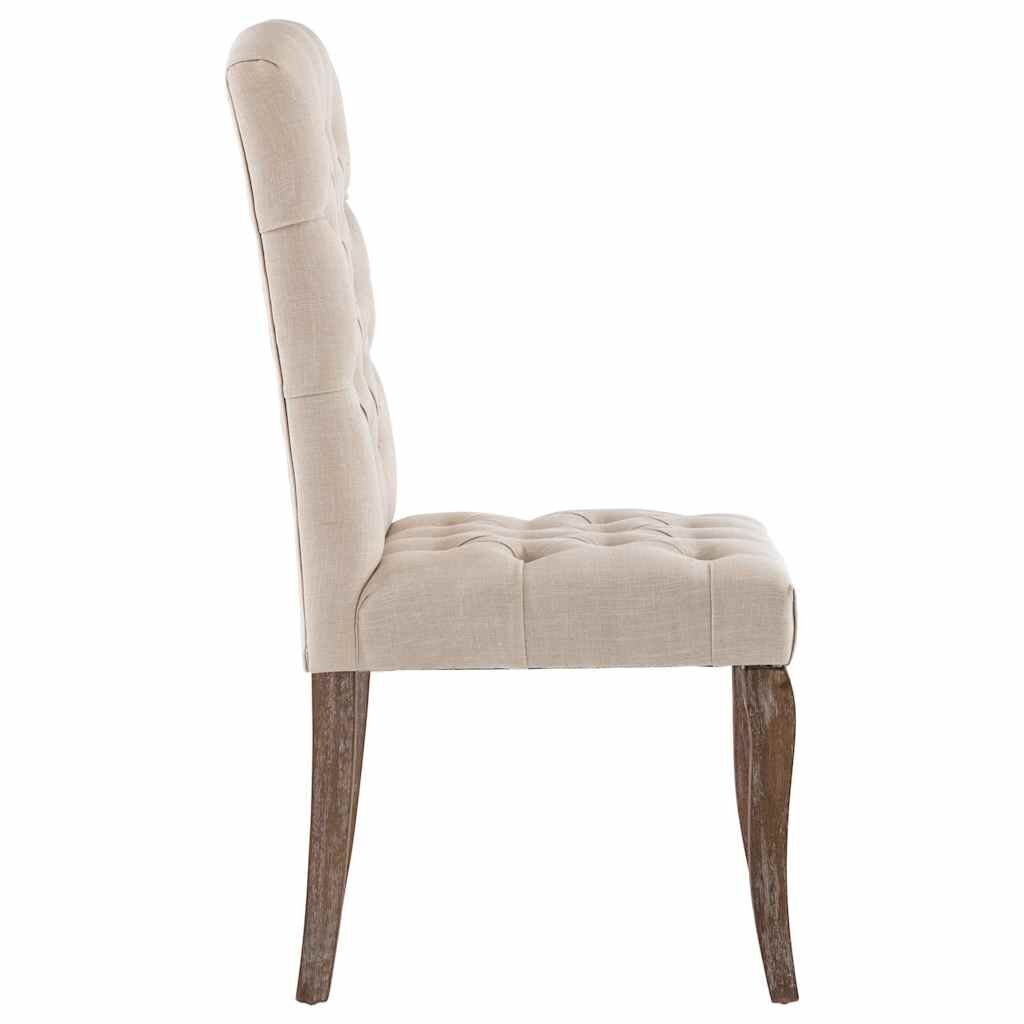 Dining Chairs 2 pcs Beige Linen-Look Fabric Price