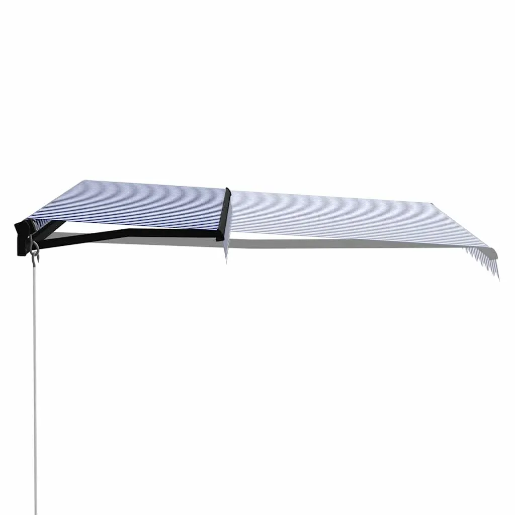 Manual Retractable Awning with LED 350x250 cm Blue and White Price