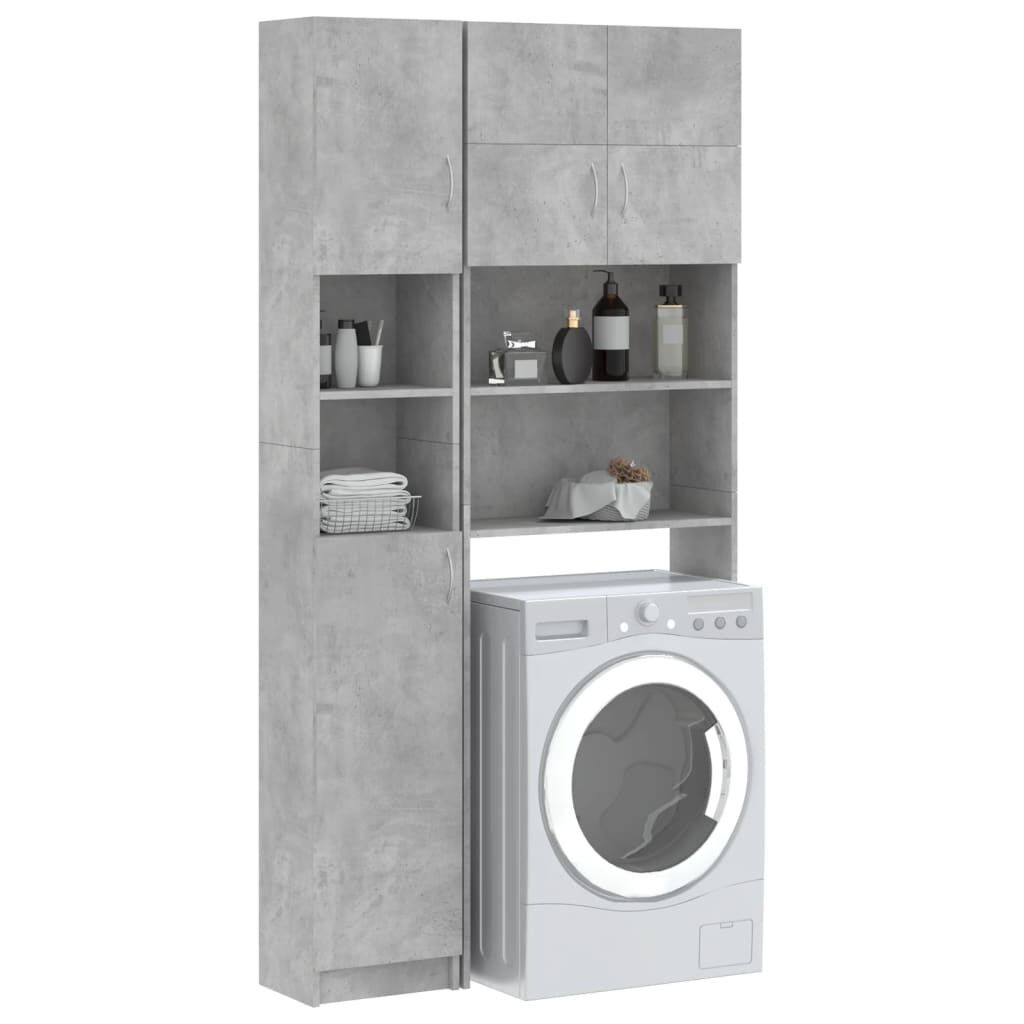 Washing Machine Cabinet Set Concrete Grey Engineered Wood Price