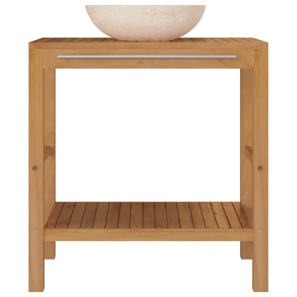 Bathroom Vanity Cabinet Solid Wood Teak with Sink Marble Cream Price