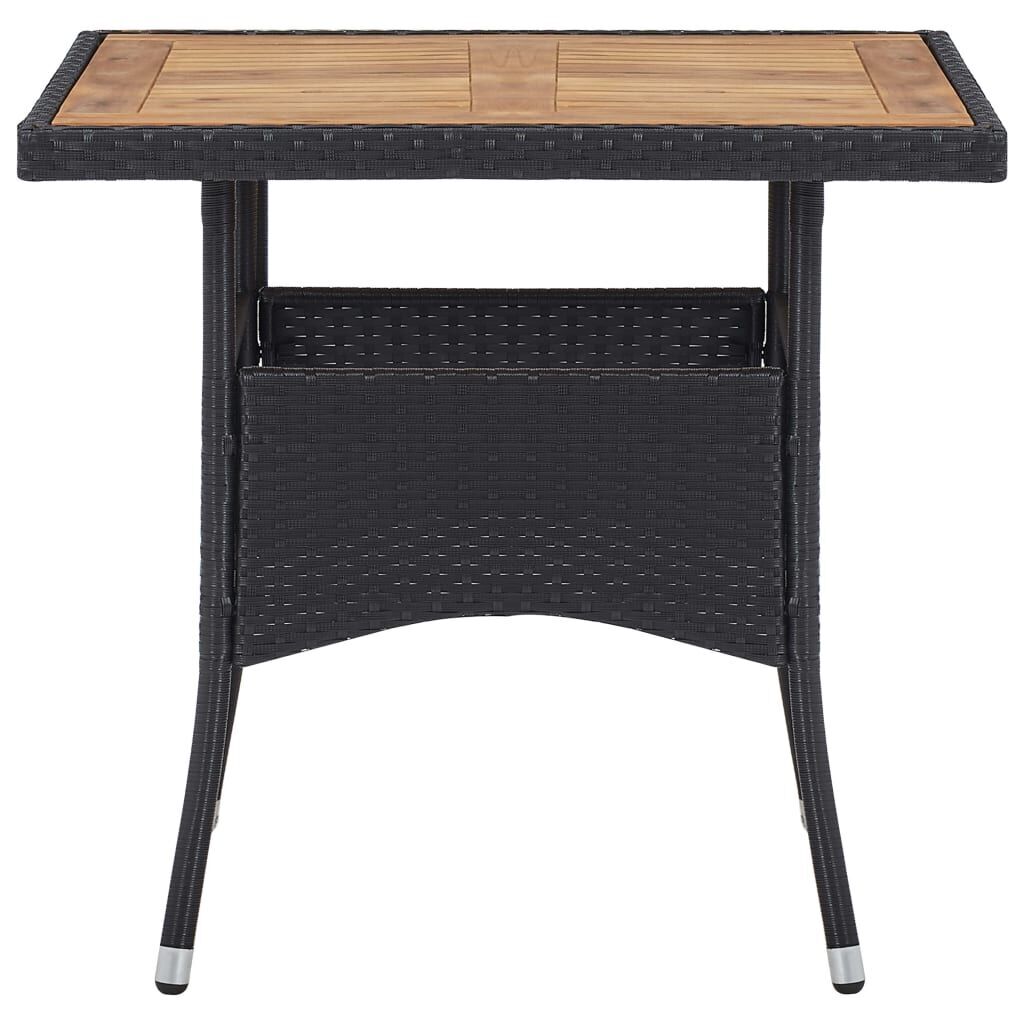 5 Piece Garden Dining Set Poly Rattan & Solid Acacia Wood Black Price