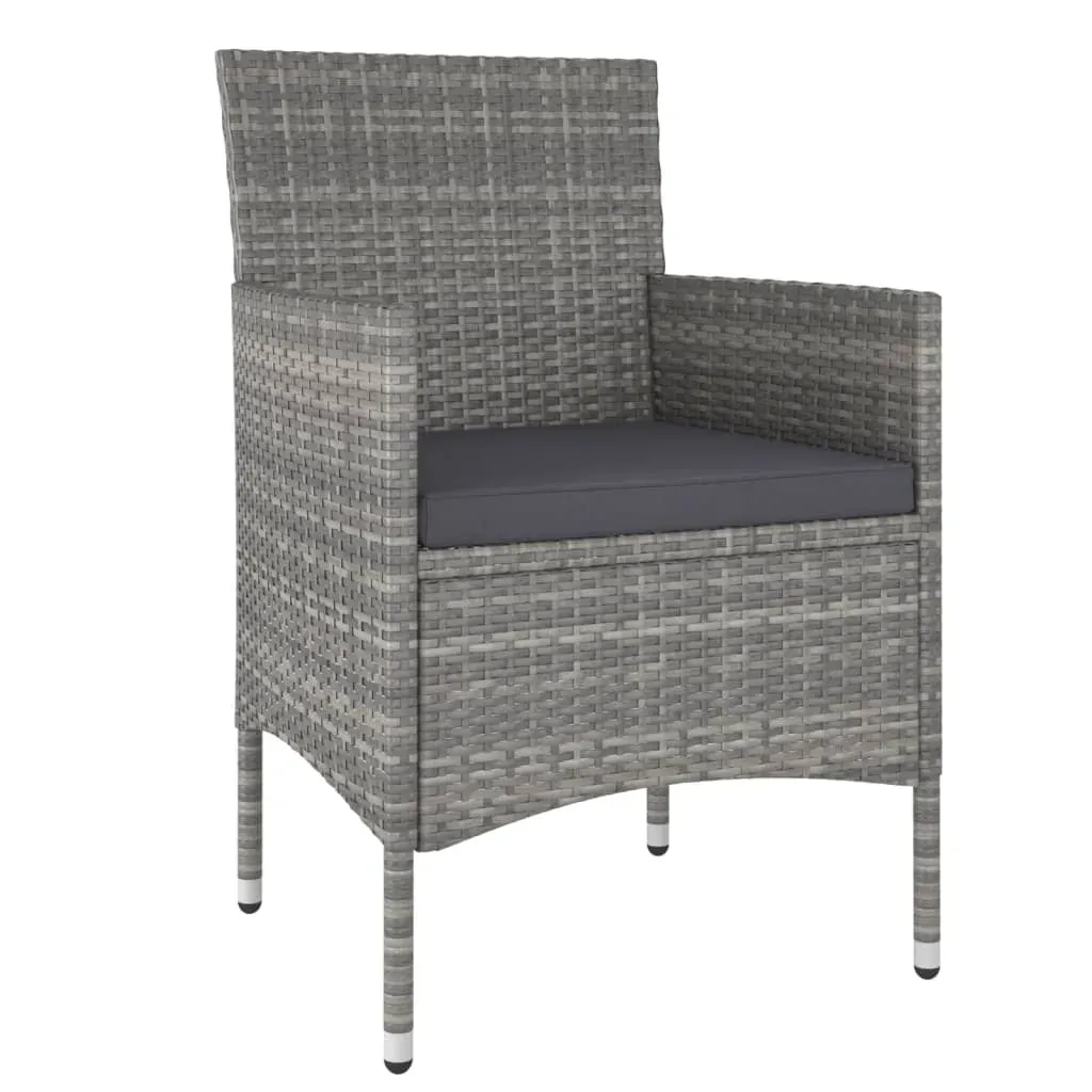 3 Piece Garden Dining Set Poly Rattan & Solid Acacia Wood Grey Price