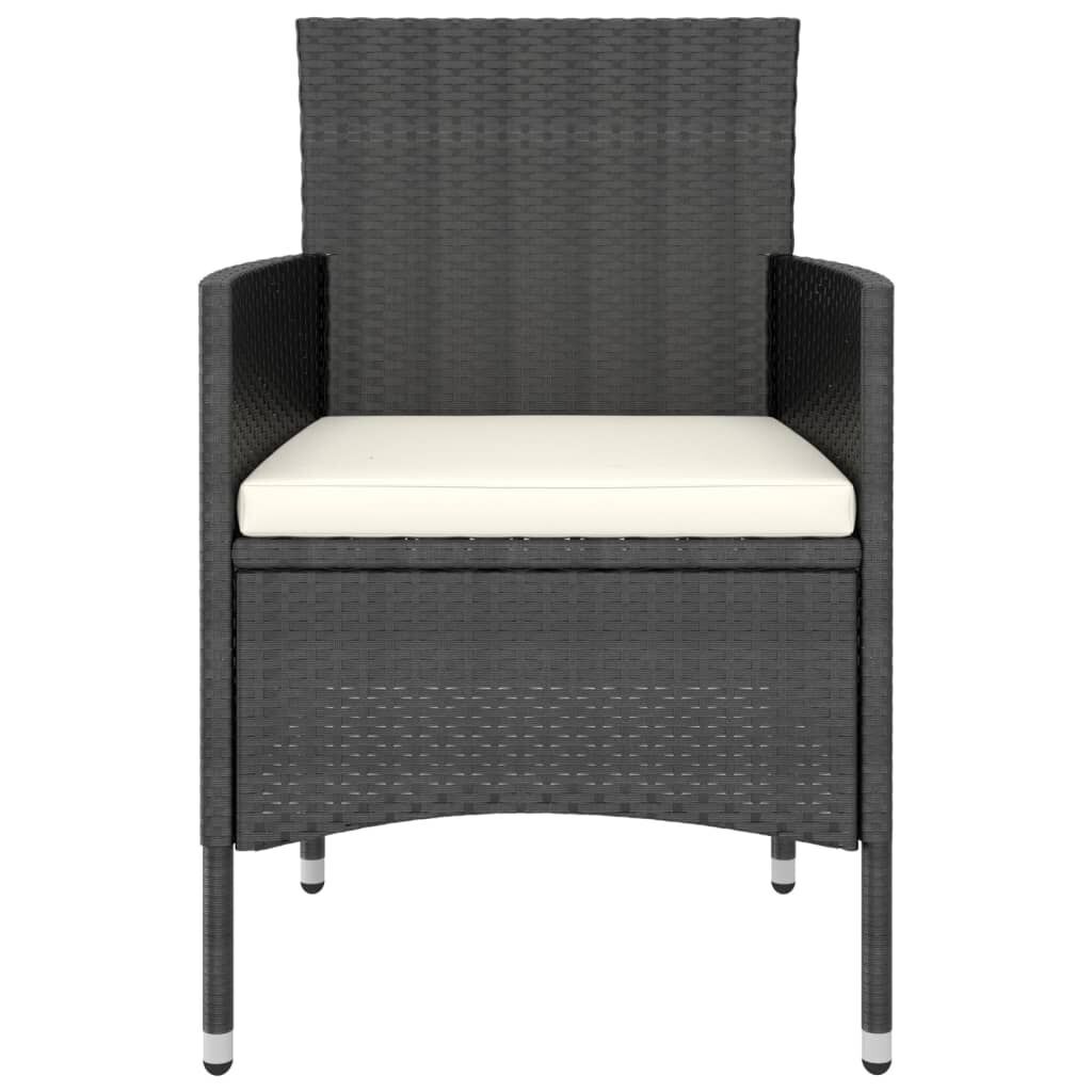 5 Piece Garden Dining Set Poly Rattan and Tempered Glass Black Price