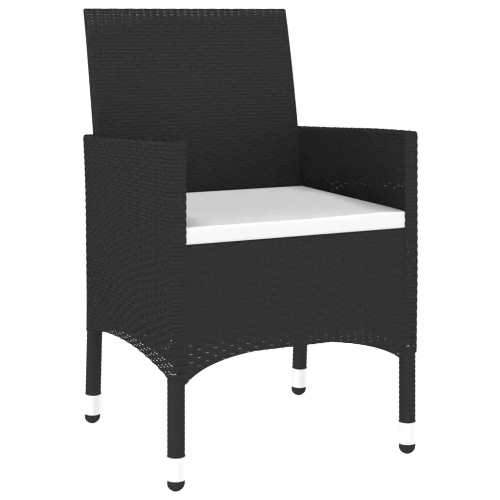 7 Piece Garden Dining Set Poly Rattan and Tempered Glass Black Price