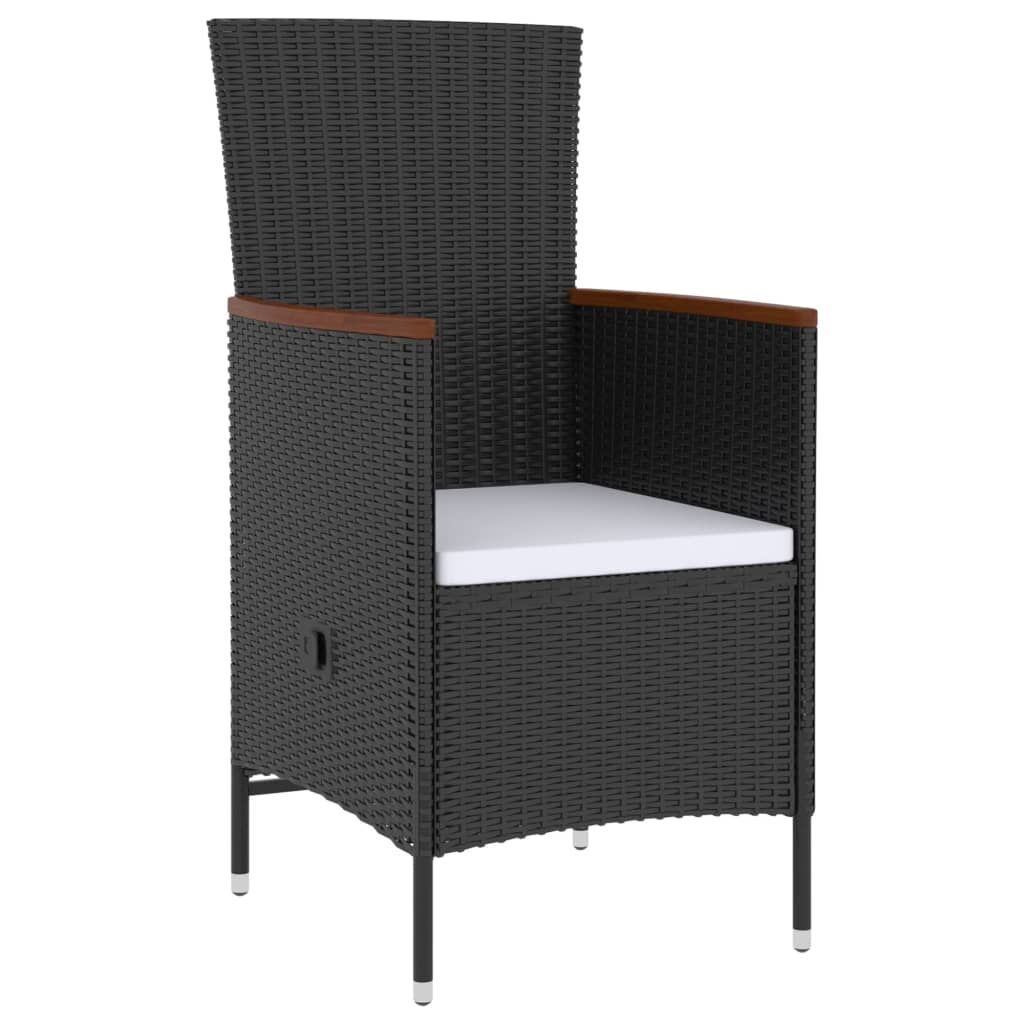 5 Piece Outdoor Dining Set with Cushions Poly Rattan Black Price