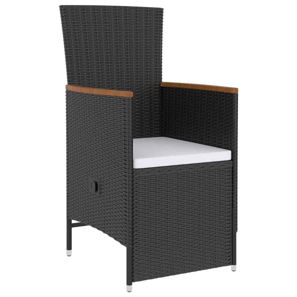5 Piece Outdoor Dining Set with Cushions Poly Rattan Black Price