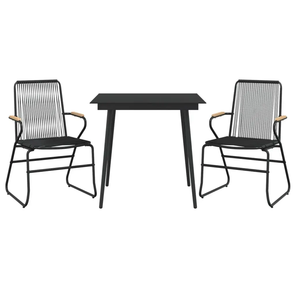 3 Piece Garden Dining Set Black PVC Rattan Price