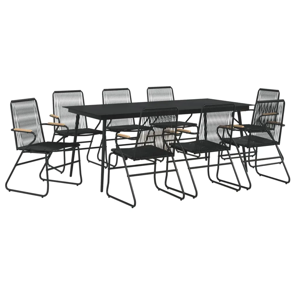 9 Piece Garden Dining Set Black PVC Rattan Price