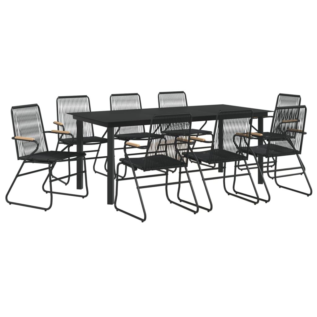 9 Piece Garden Dining Set Black PVC Rattan Price