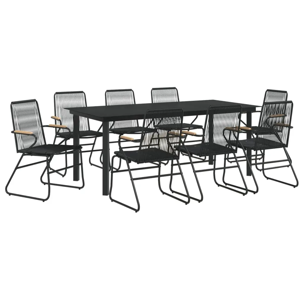 9 Piece Garden Dining Set Black PVC Rattan Price
