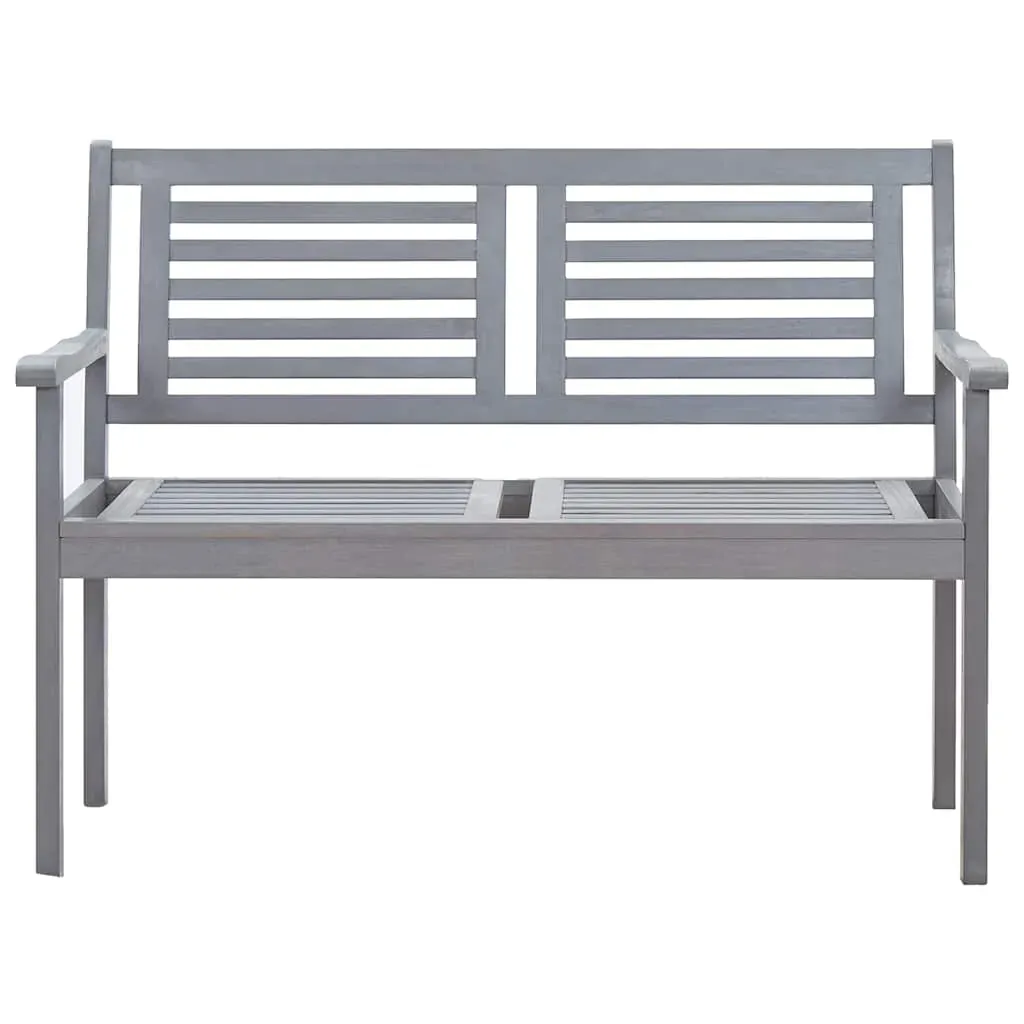 2-Seater Garden Bench with Cushion 120 cm Grey Eucalyptus Wood Price