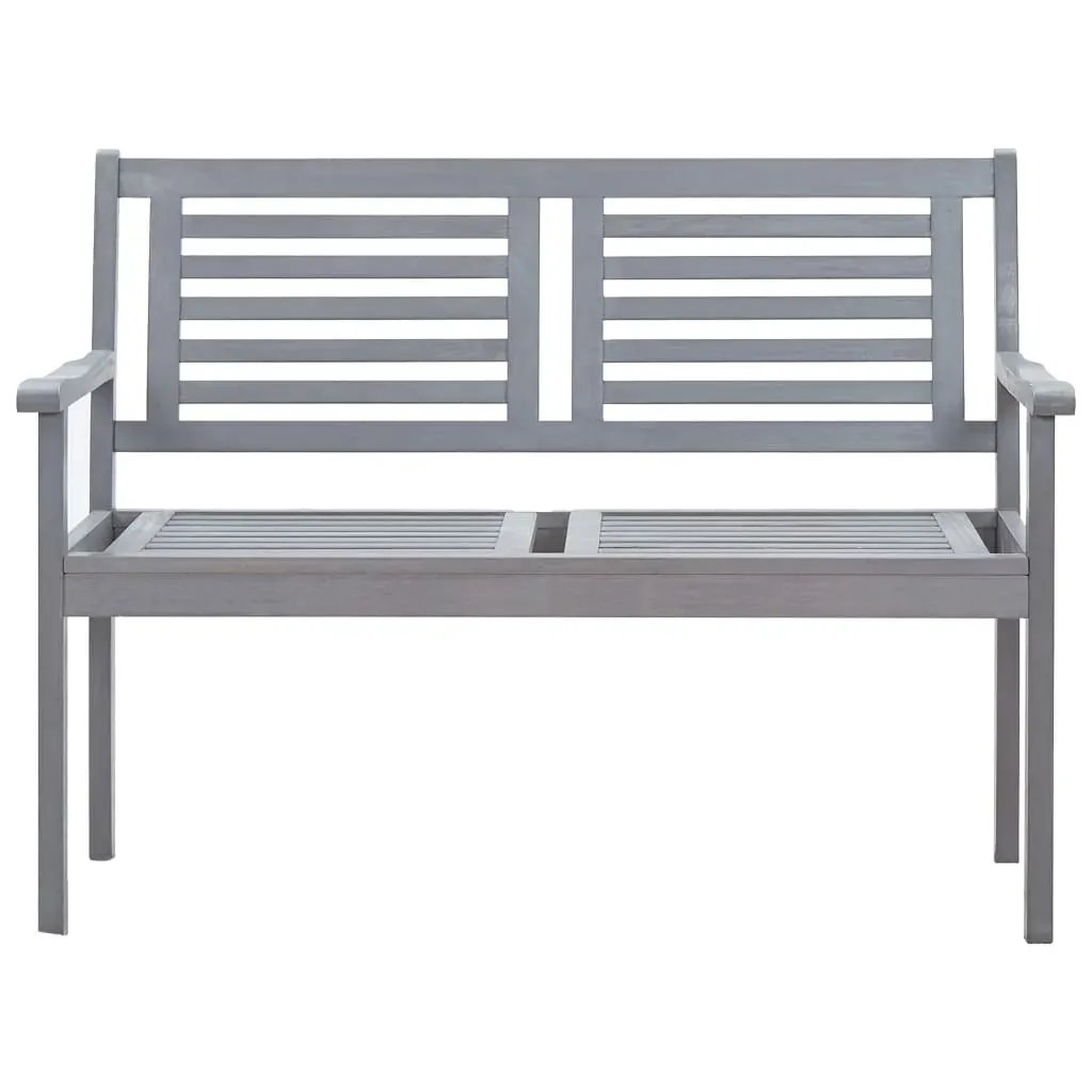 2-Seater Garden Bench with Cushion 120 cm Grey Eucalyptus Wood Price