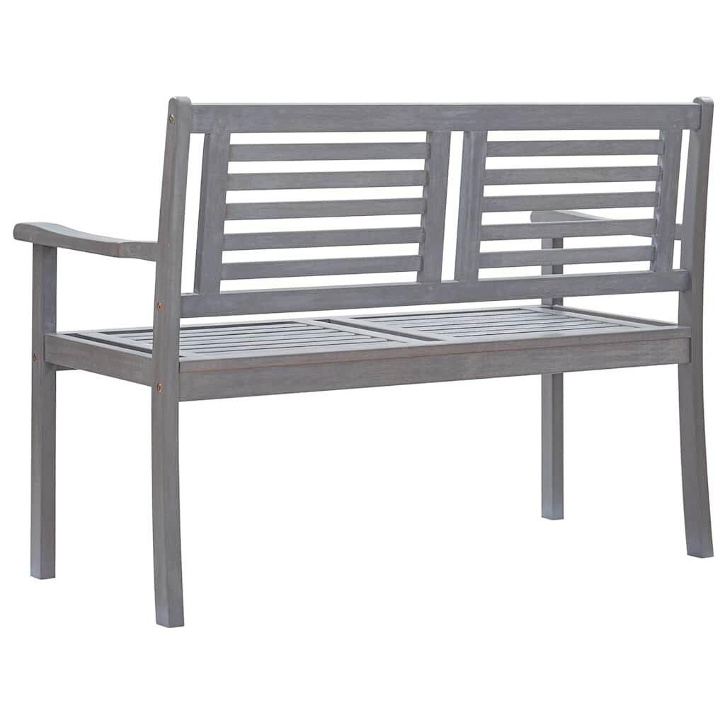 2-Seater Garden Bench with Cushion 120 cm Grey Eucalyptus Wood Price