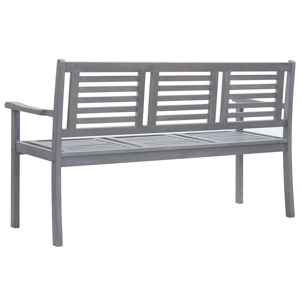 3-Seater Garden Bench with Cushion 150 cm Grey Eucalyptus Wood Price