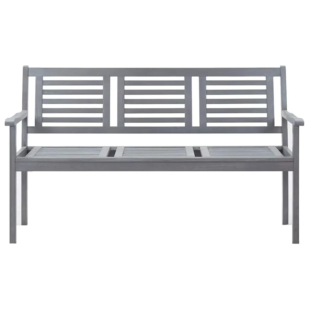 3-Seater Garden Bench with Cushion 150 cm Grey Eucalyptus Wood Price