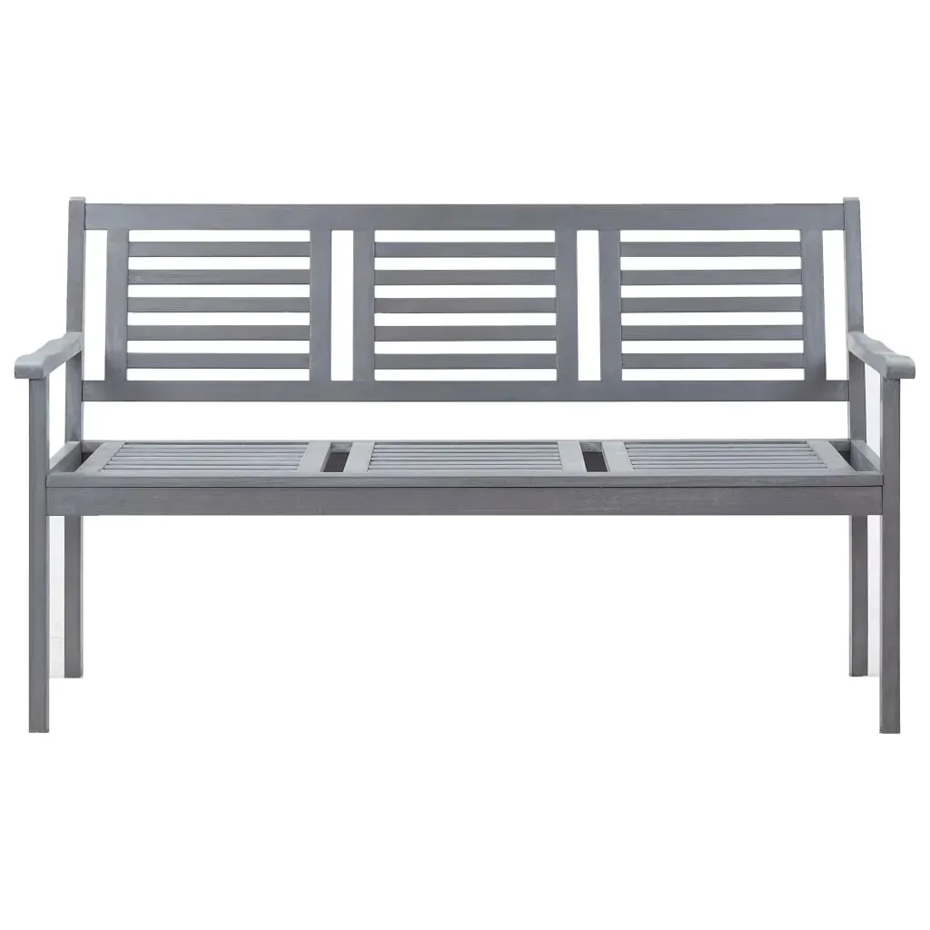 3-Seater Garden Bench with Cushion 150 cm Grey Eucalyptus Wood Price