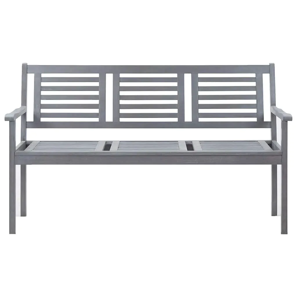 3-Seater Garden Bench with Cushion 150 cm Grey Eucalyptus Wood Price