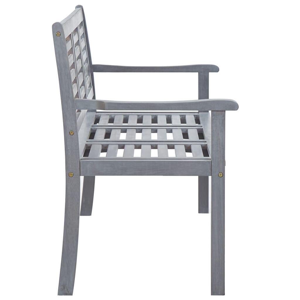 3-Seater Garden Bench with Cushion 150 cm Grey Eucalyptus Wood Price