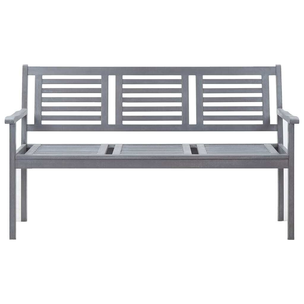 3-Seater Garden Bench with Cushion 150 cm Grey Eucalyptus Wood Price