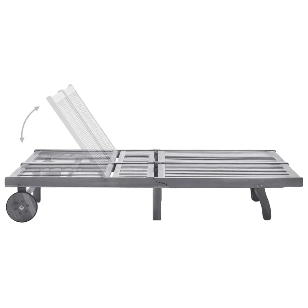 2-Person Garden Sun Lounger with Cushion Grey Solid Acacia Wood Price