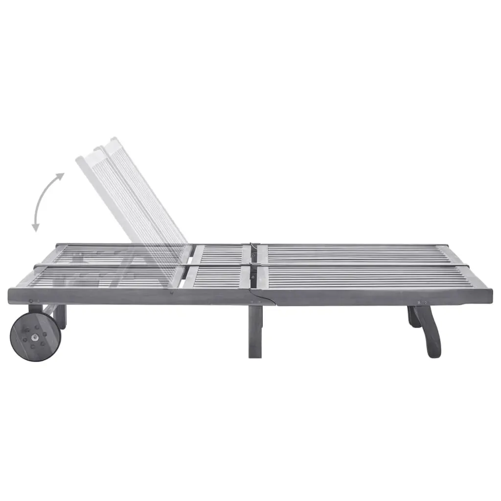 2-Person Garden Sun Lounger with Cushion Grey Solid Acacia Wood Price