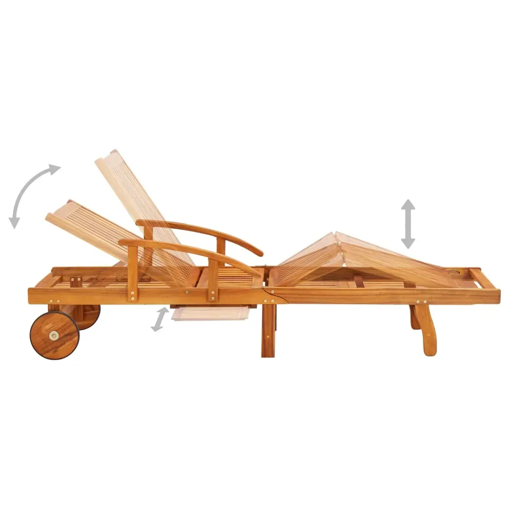 Garden Sun Lounger with Table and Cushion Solid Acacia Wood Price