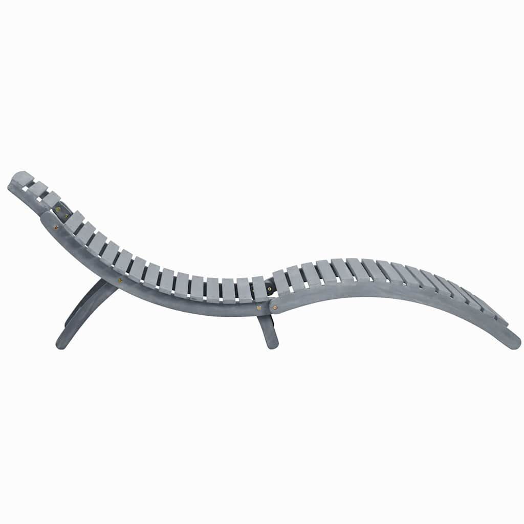Sun Lounger with Cushion Grey Solid Acacia Wood Price