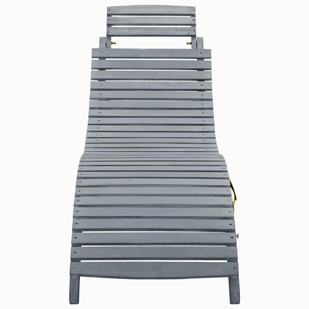 Sun Lounger with Cushion Grey Solid Acacia Wood Price