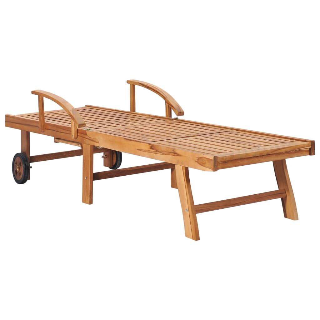 Sun Loungers 2 pcs with Table and Cushion Solid Teak Wood Price