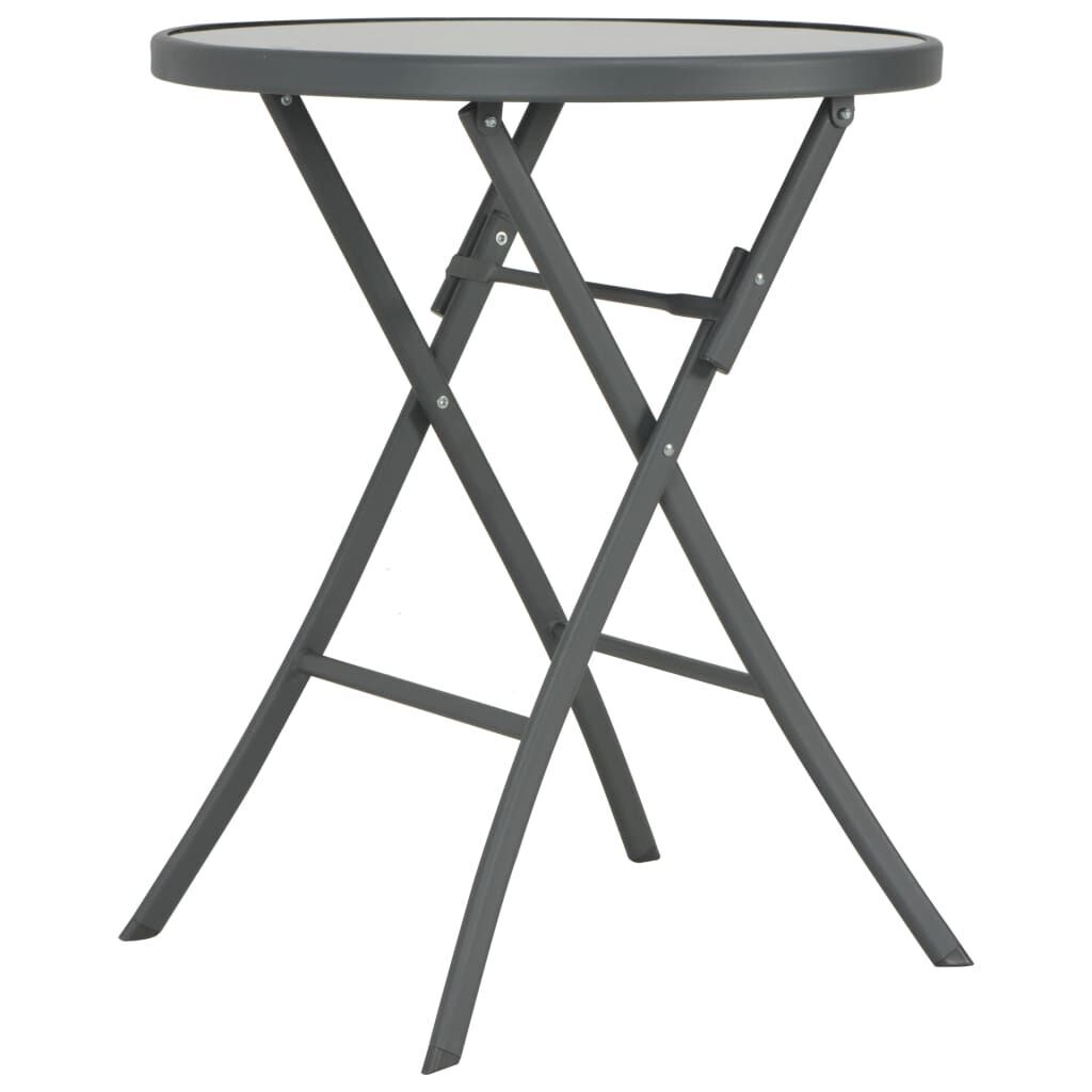 3 Piece Folding Bistro Set Steel Grey Price