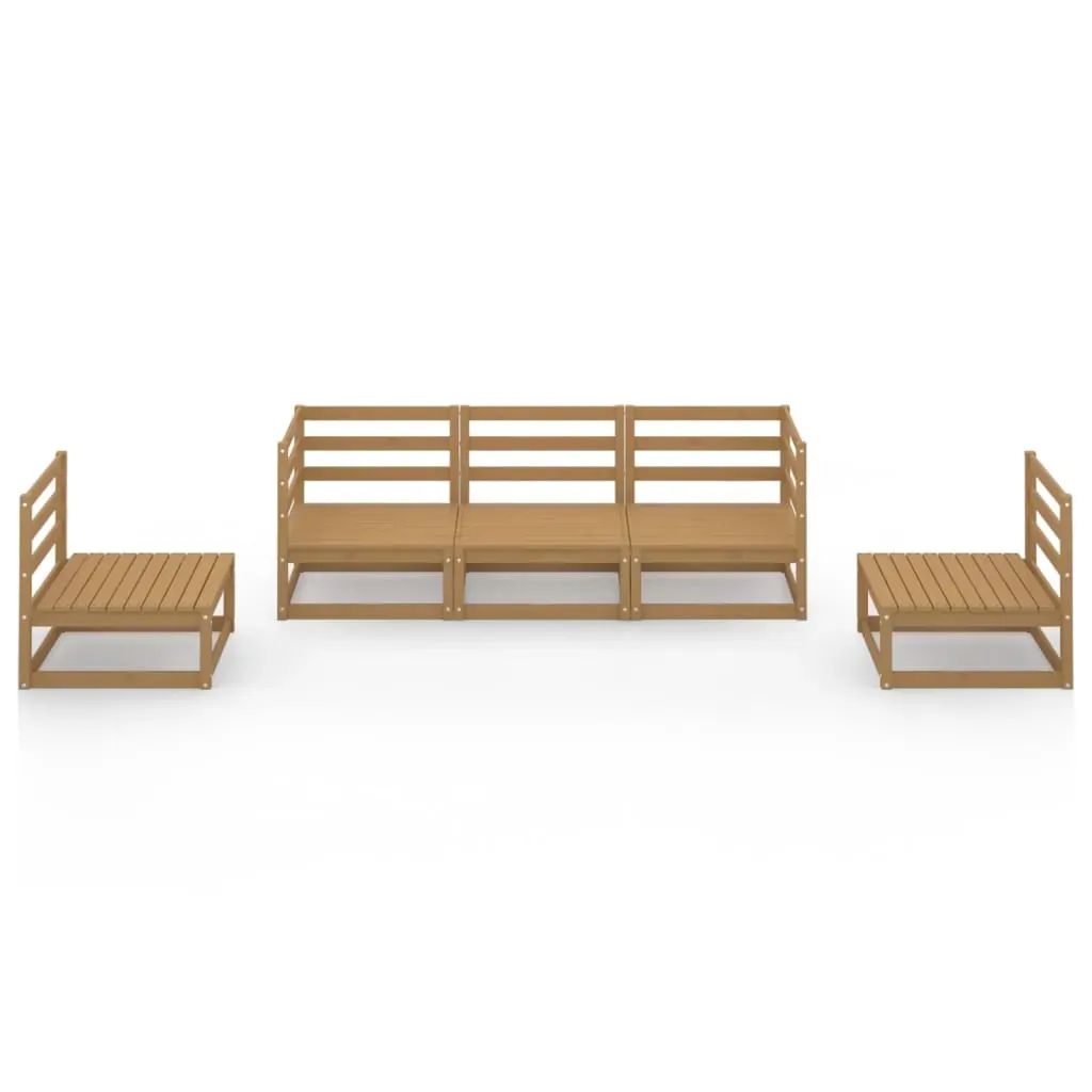 5 Piece Garden Lounge Set Honey Brown Solid Pinewood Price
