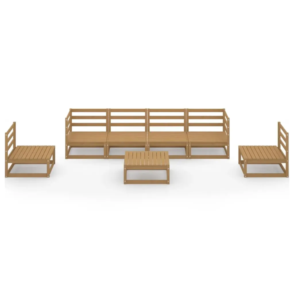 7 Piece Garden Lounge Set Honey Brown Solid Pinewood Price