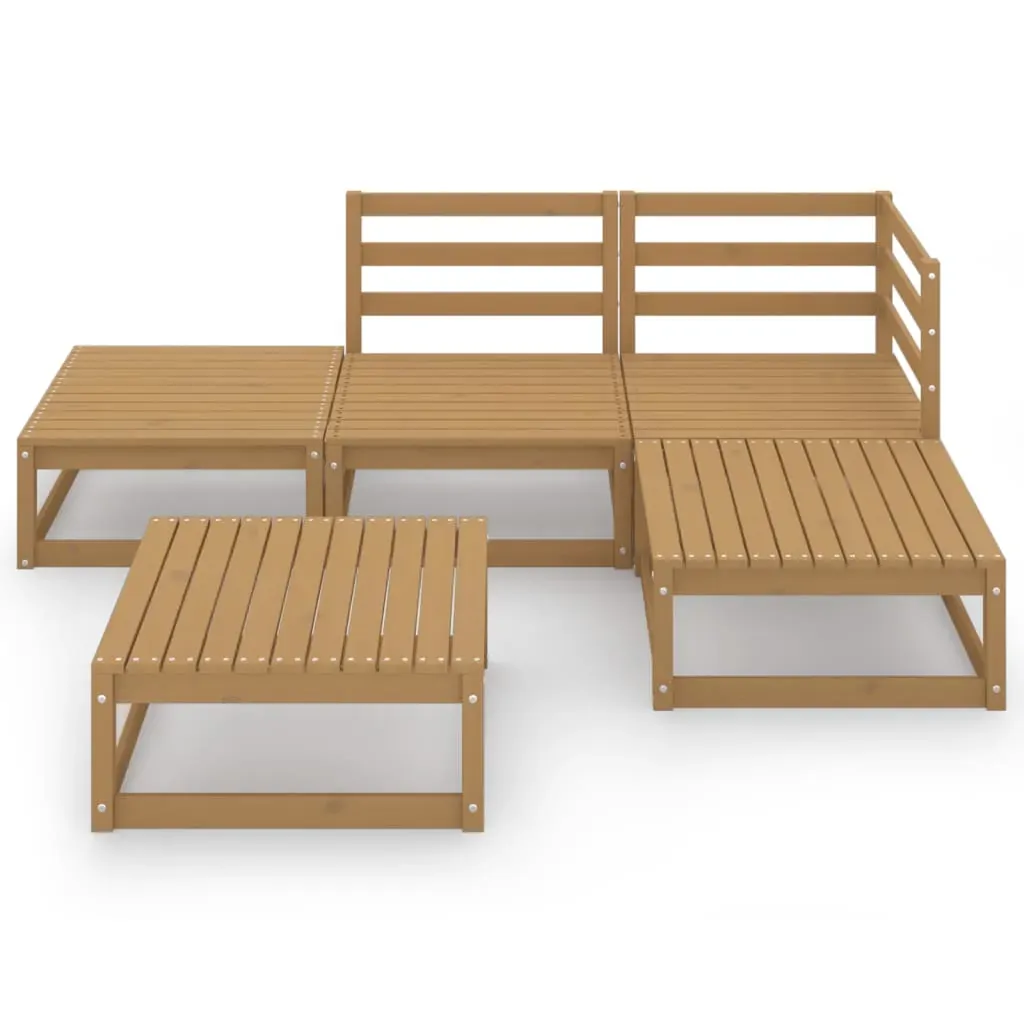5 Piece Garden Lounge Set Honey Brown Solid Pinewood Price