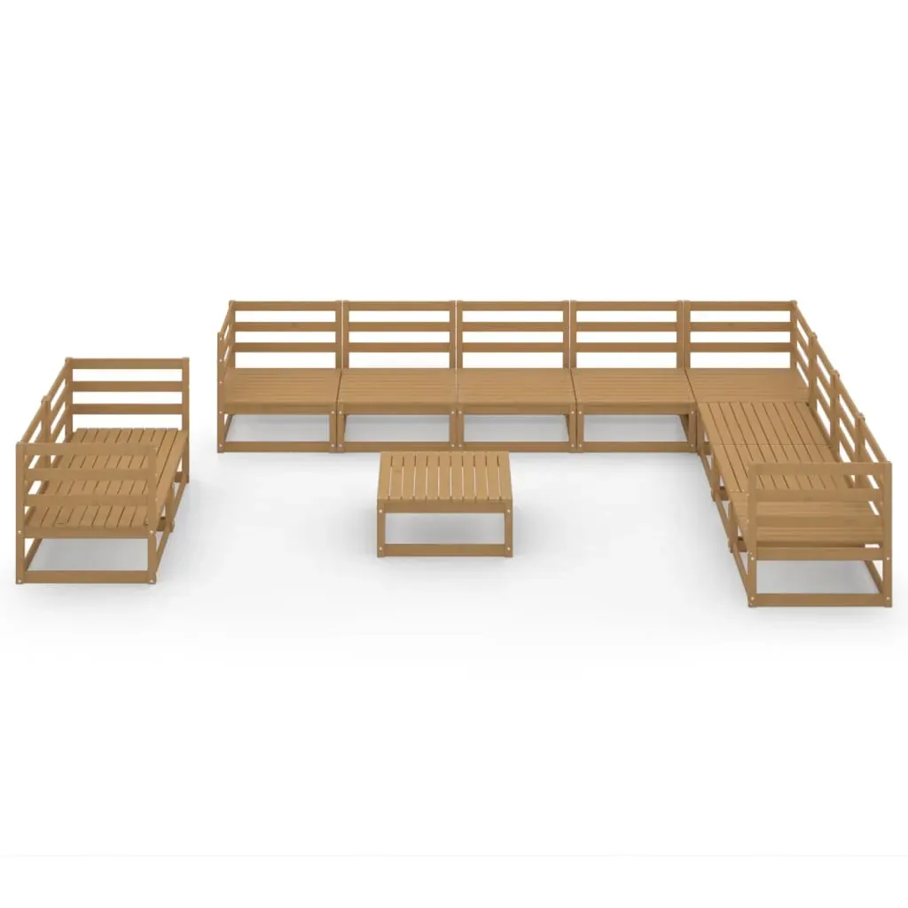 11 Piece Garden Lounge Set Honey Brown Solid Pinewood Price