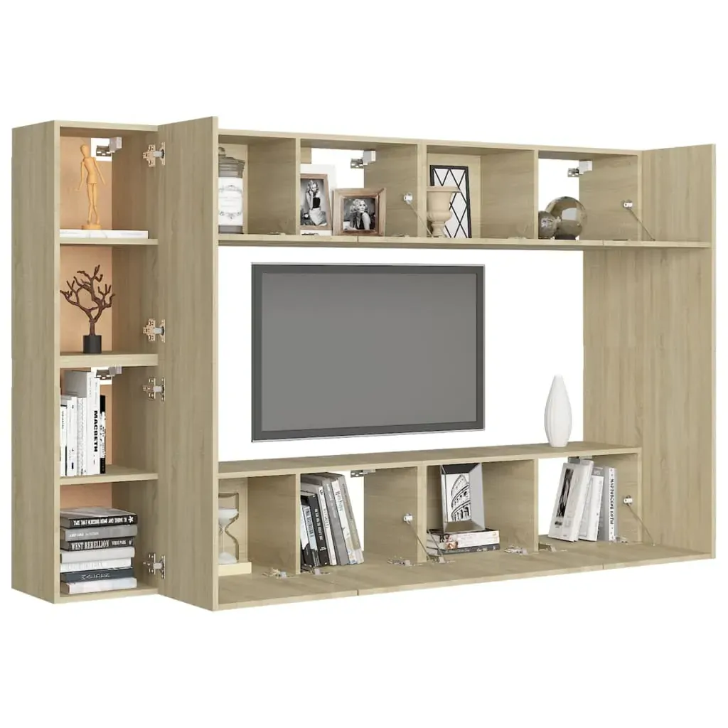 8 Piece TV Cabinet Set Sonoma Oak Engineered Wood Price