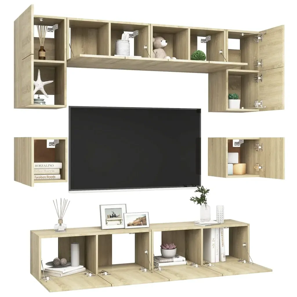 8 Piece TV Cabinet Set Sonoma Oak Engineered Wood Price