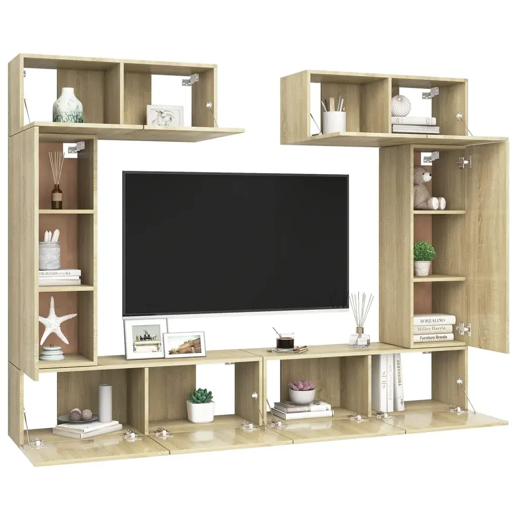 6 Piece TV Cabinet Set Sonoma Oak Engineered Wood Price