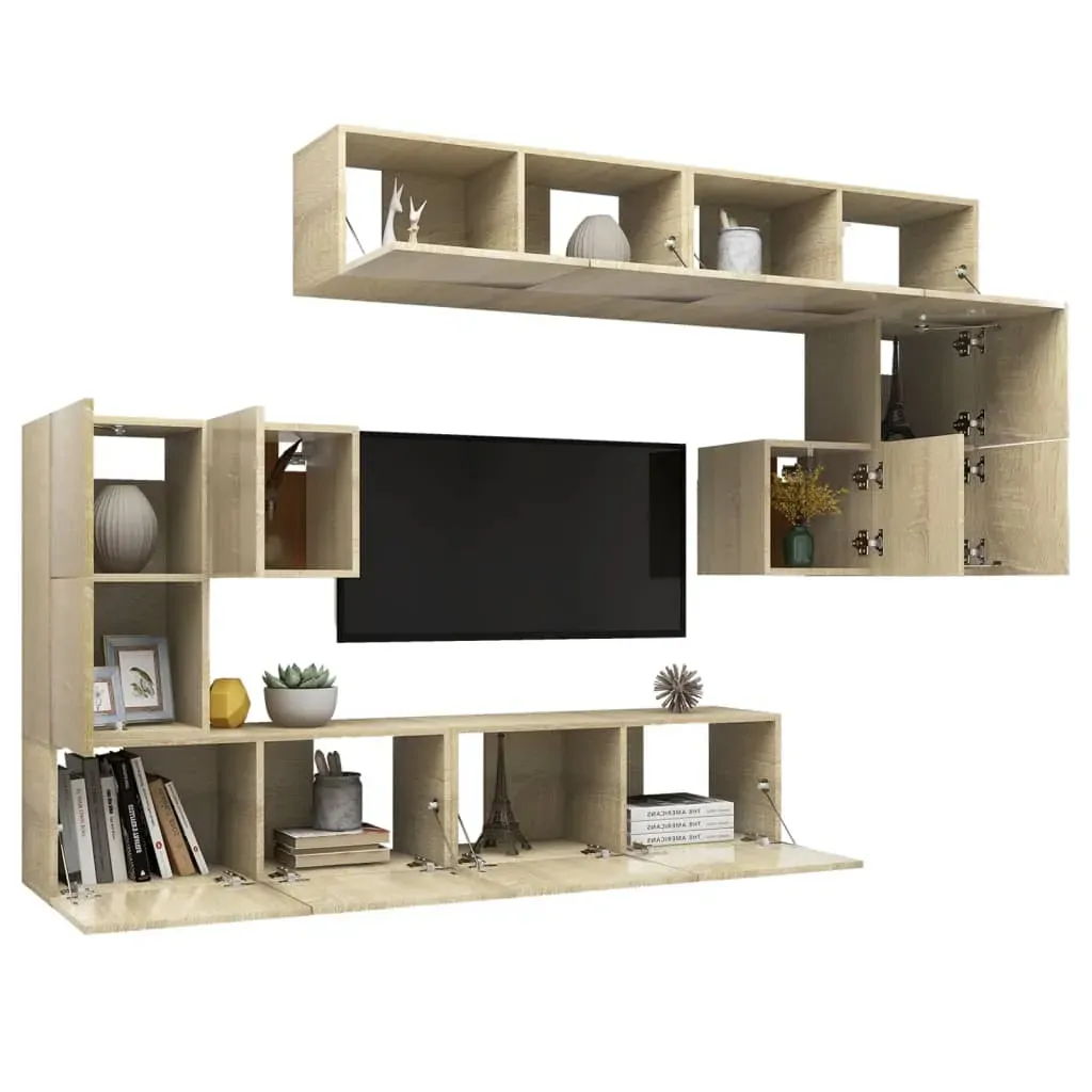 8 Piece TV Cabinet Set Sonoma Oak Engineered Wood Price