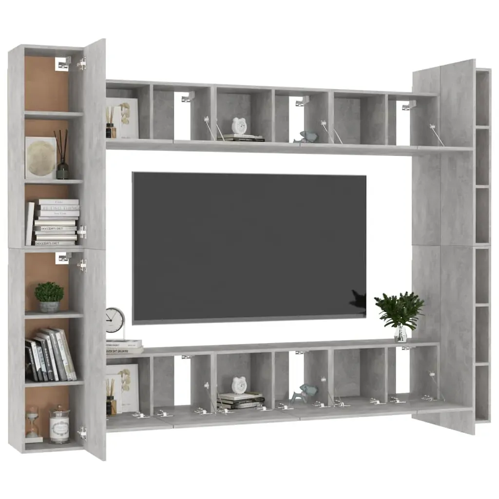 10 Piece TV Cabinet Set Concrete Grey Engineered Wood Price