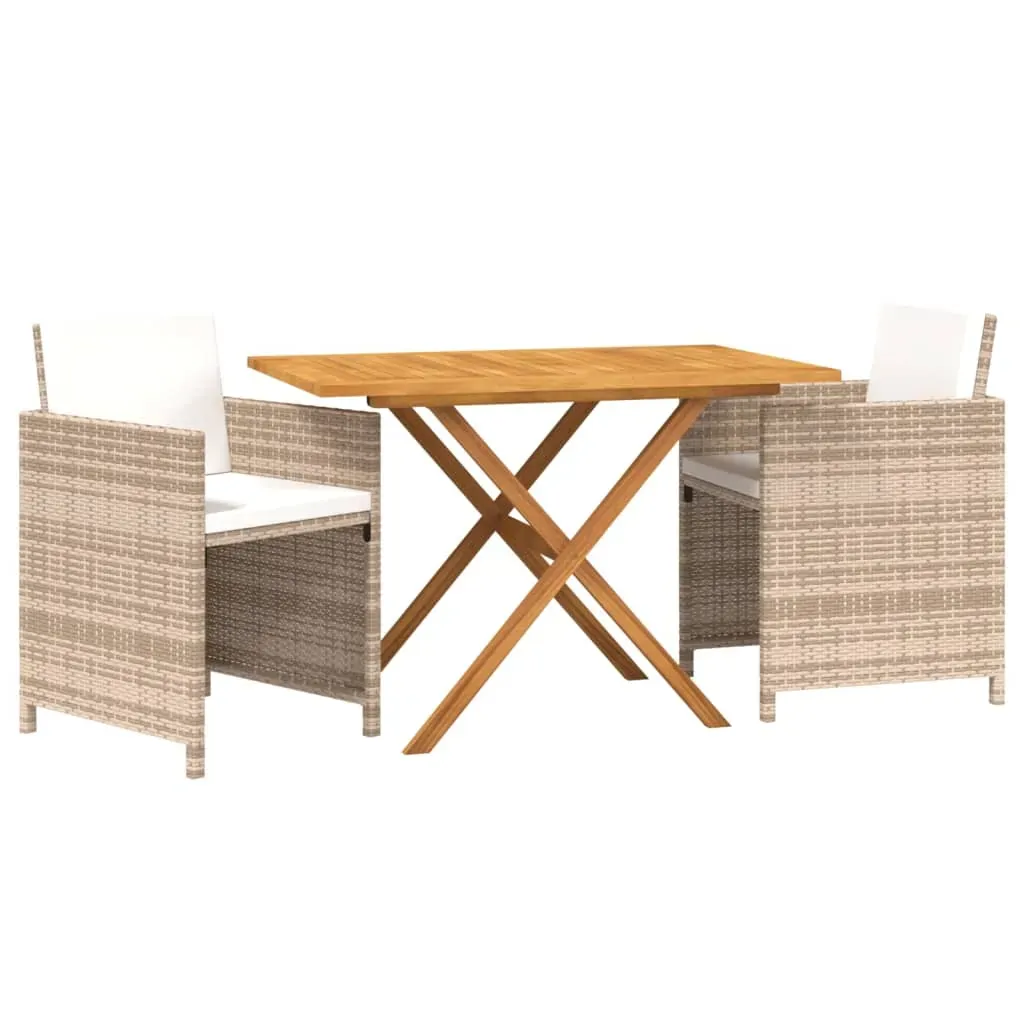 3 Piece Garden Dining Set with Cushions Beige Price