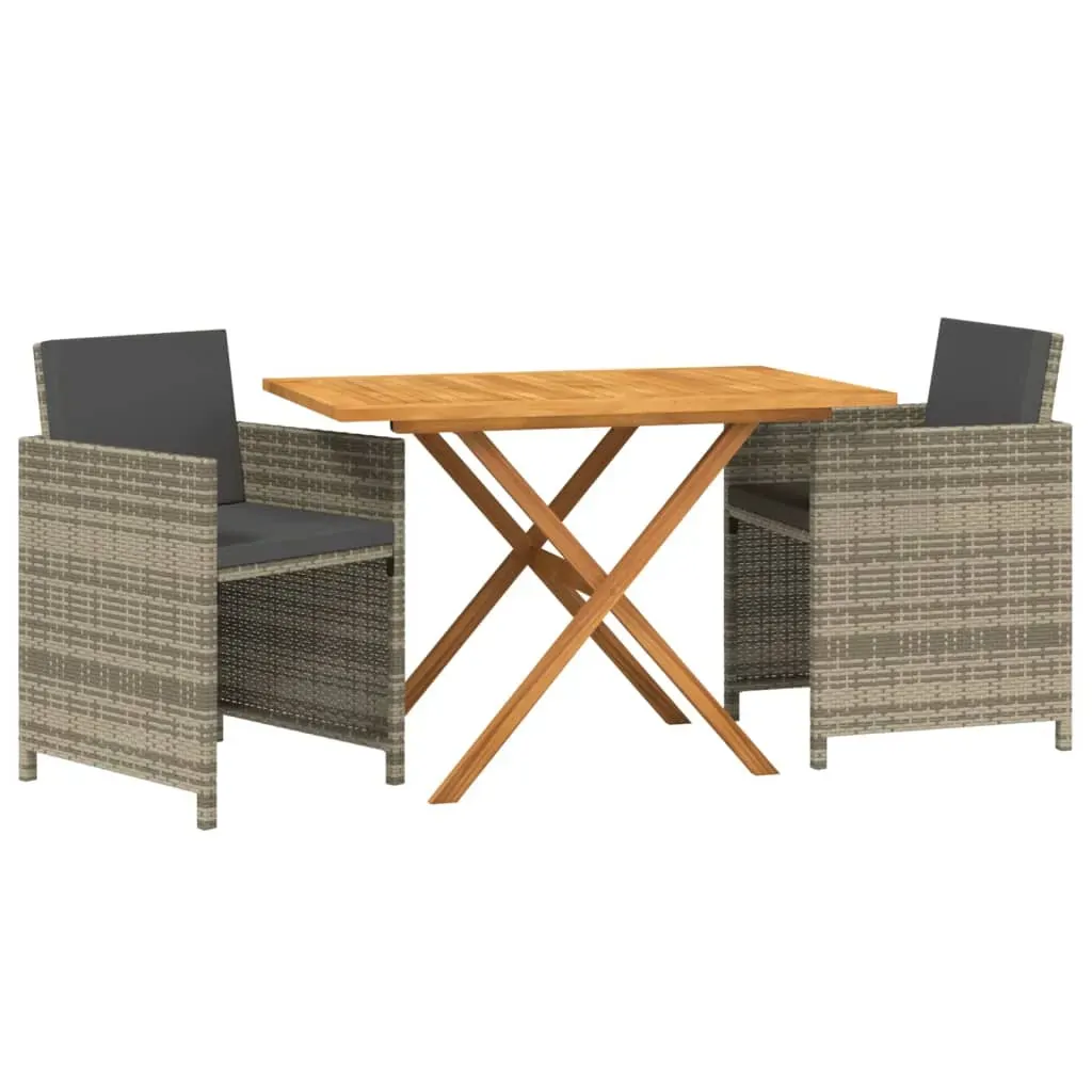 3 Piece Garden Dining Set with Cushions Grey Price